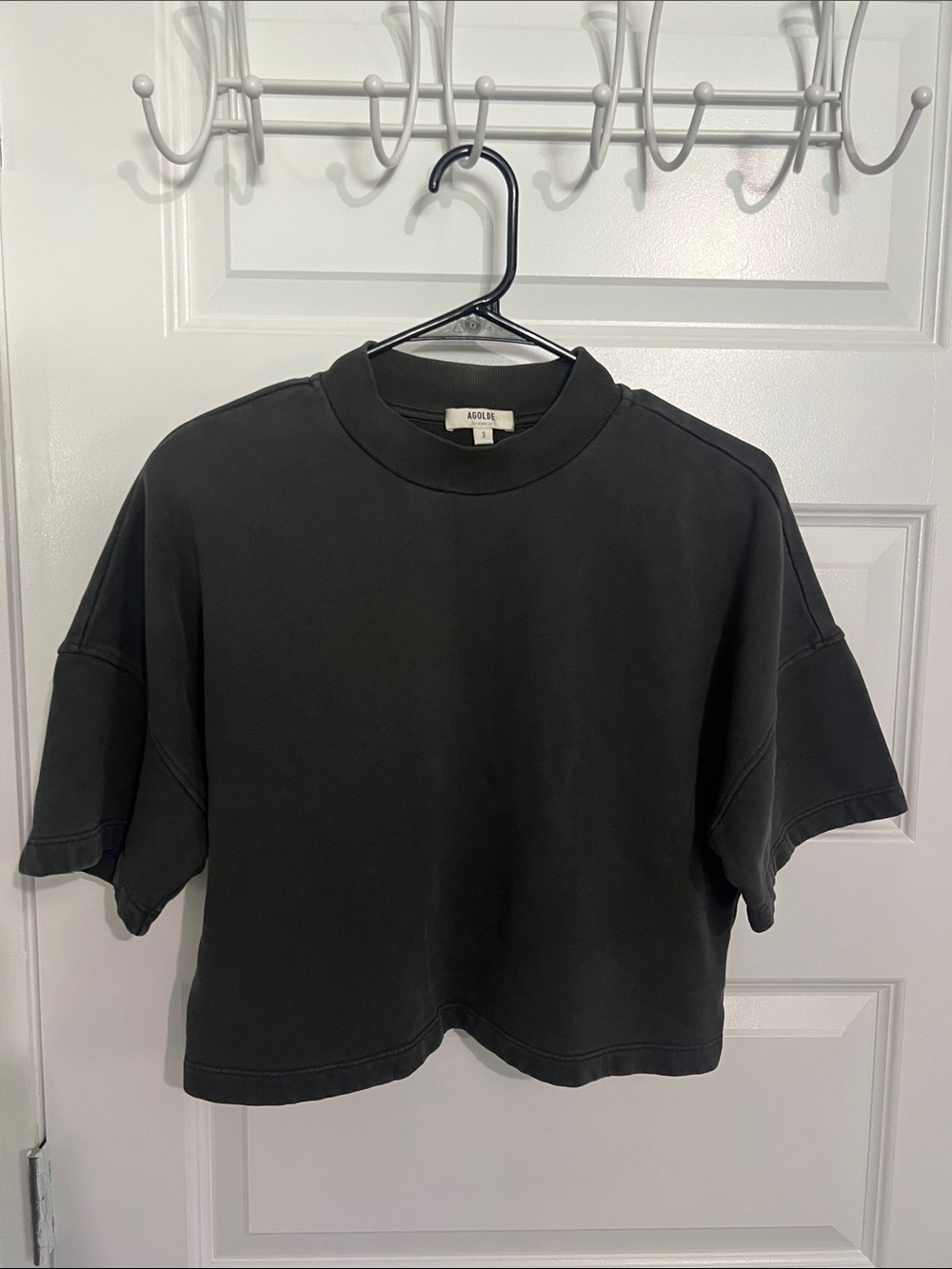 Agolde Gray Cropped Boxy Sweatshirt - Women's